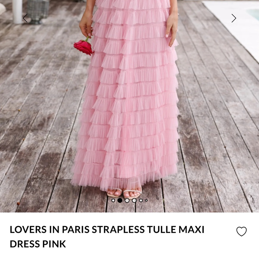 Strapless Pink Tulle Maxi Dress